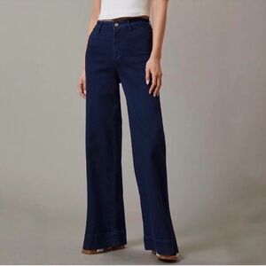 Pilcro Wide Leg Flare Jeans in Navy